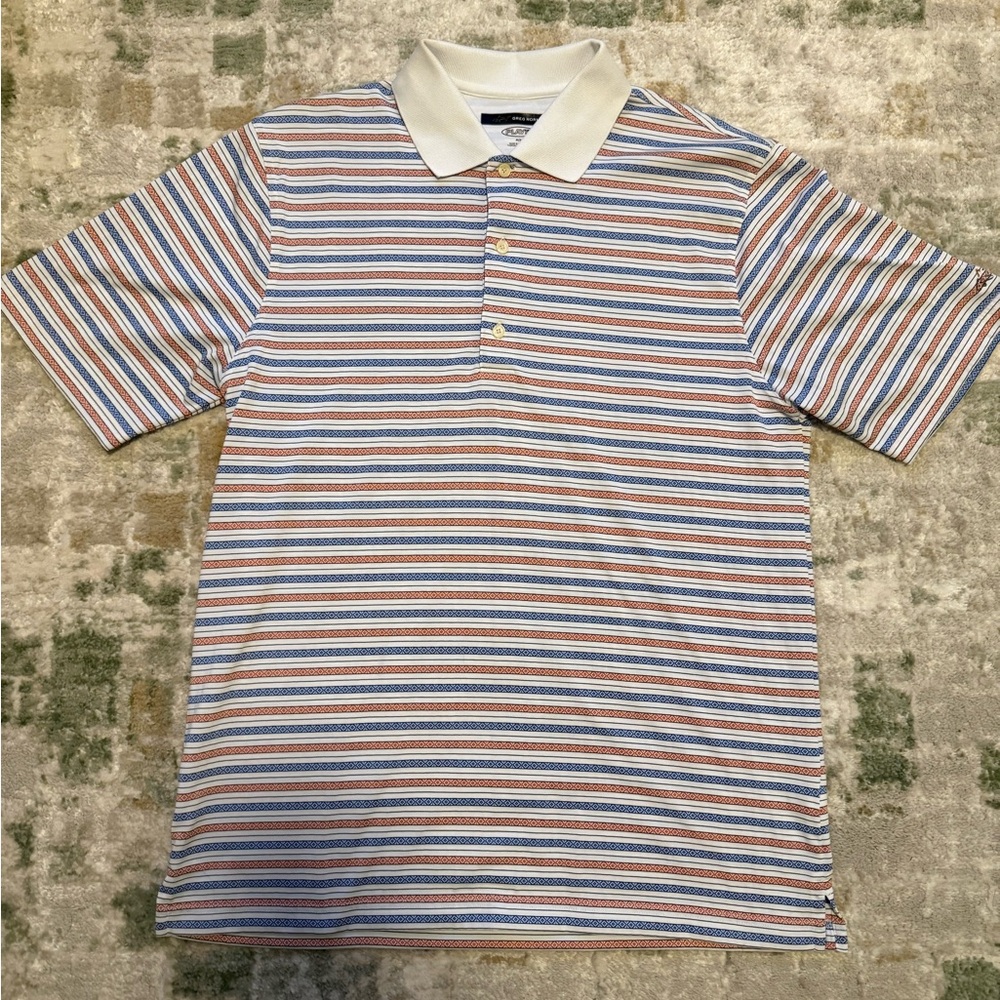 Greg Norman Collection Multicolor Striped Polo with White Collar